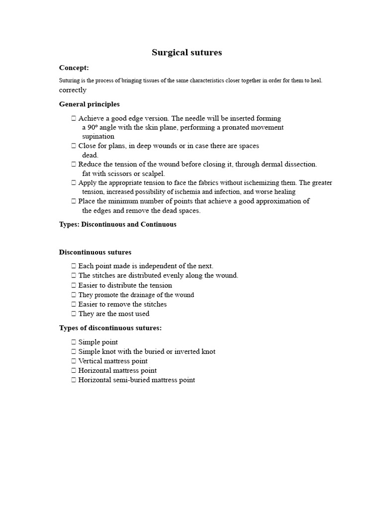 Types and Techniques of Surgical Sutures | PDF | Surgical Suture | Surgery