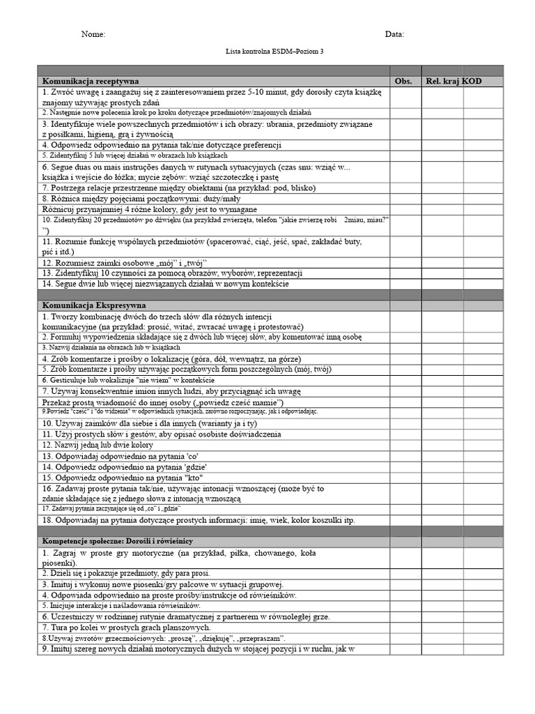 Lista Kontrolna ESDM POZIOM 3 | PDF
