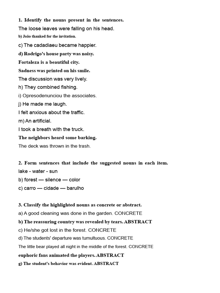 Identify the nouns present in the sentences. | PDF