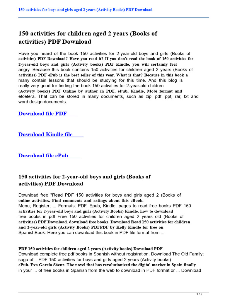 150 Activities For Children Aged 2 Years - Activity Books 8446008084 | PDF