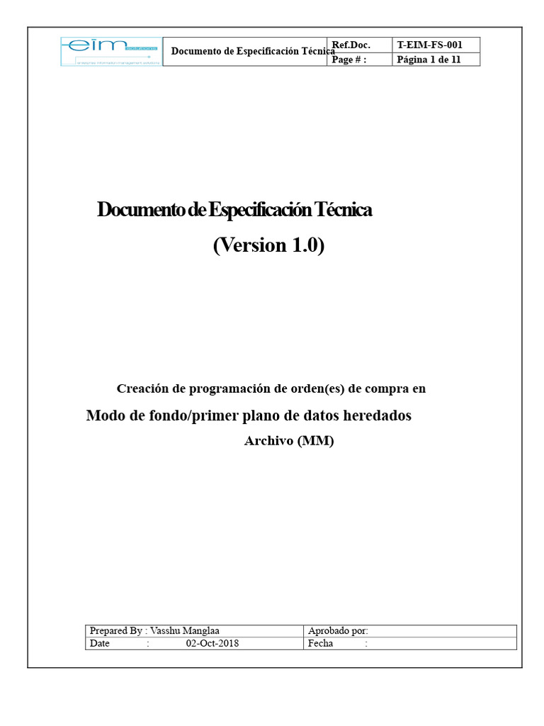 Especificación Técnica para Crear Órdenes de Compra | PDF | Archivo de ...
