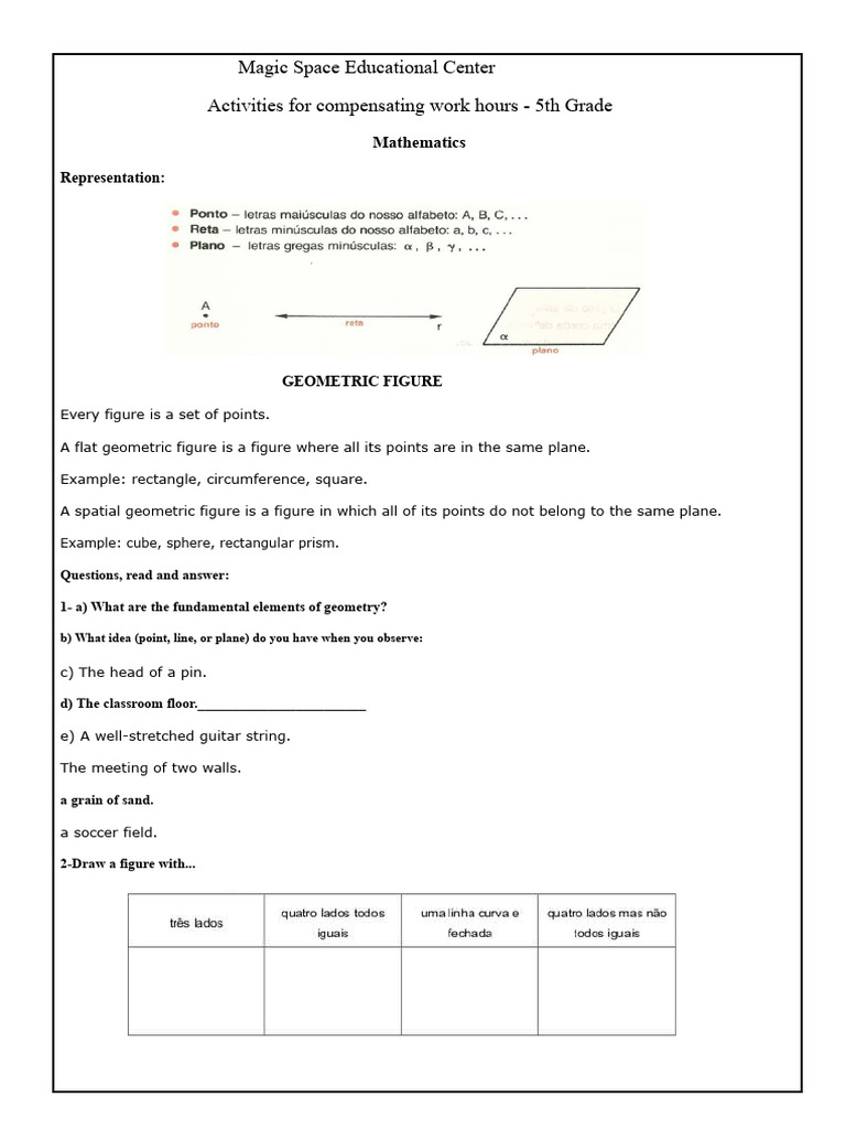 5th Grade Geometry & Language Activities | PDF | Geometry | Rectangle