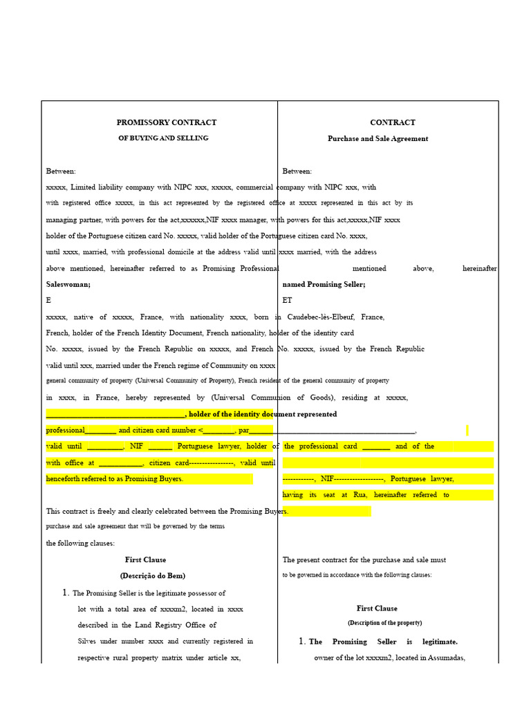 Promissory Purchase and Sale Agreement | PDF | Identity Document ...