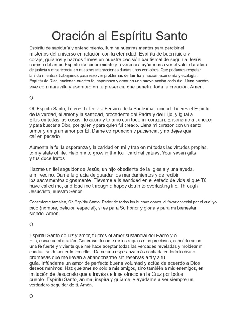 Oración al Espíritu Santo para la Guía Espiritual | PDF | espíritu ...