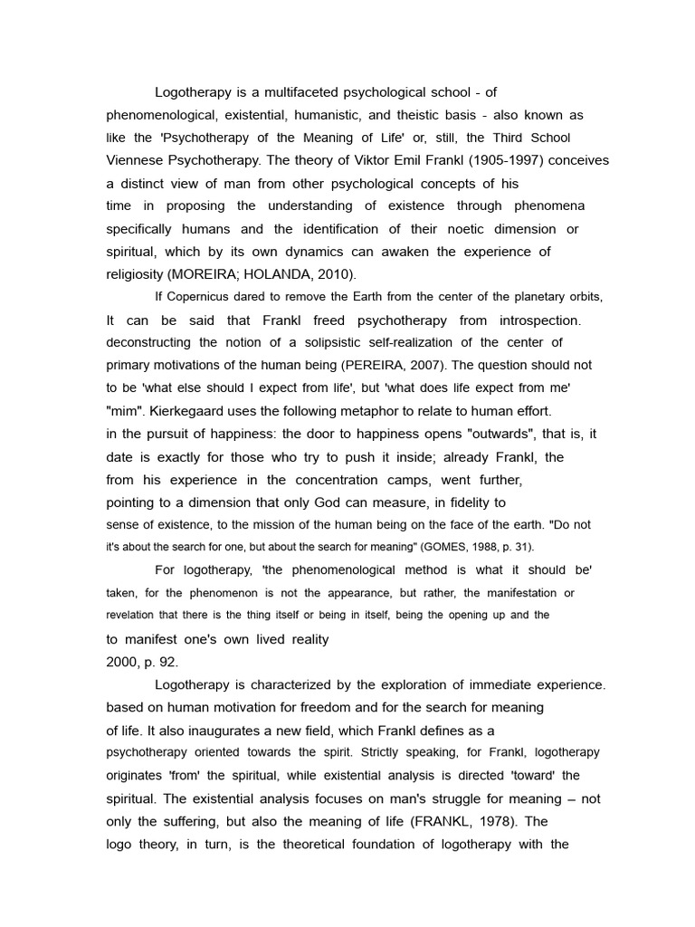 Understanding Logotherapy and Meaning | PDF | Love | Existentialism
