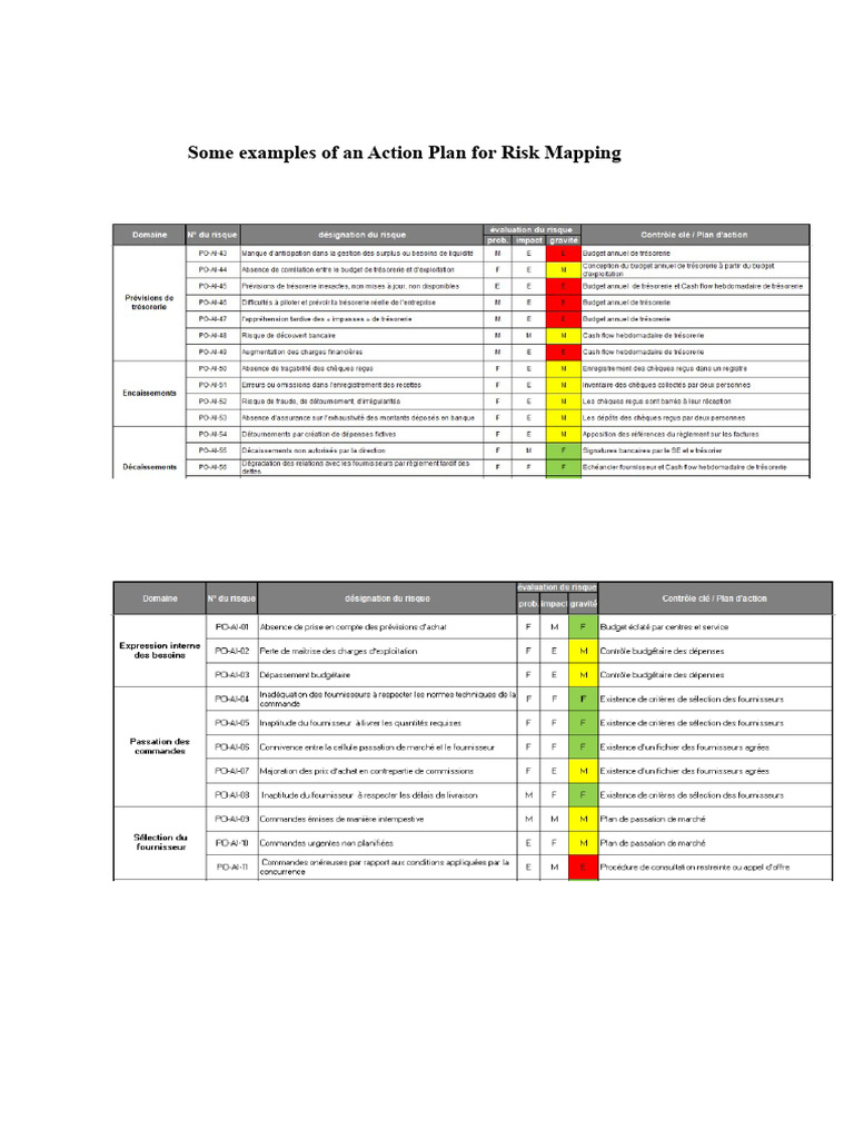Action Plan for Risk Mapping Examples | PDF