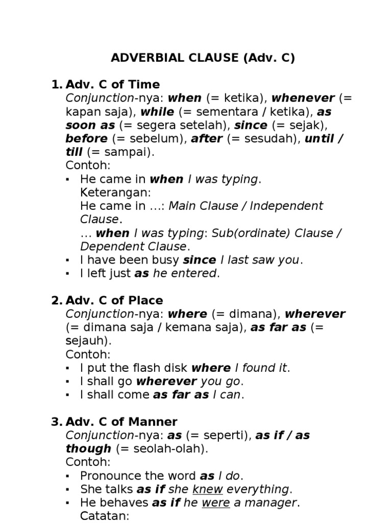 Adverbial Clause Sentence Linguistics Adjective