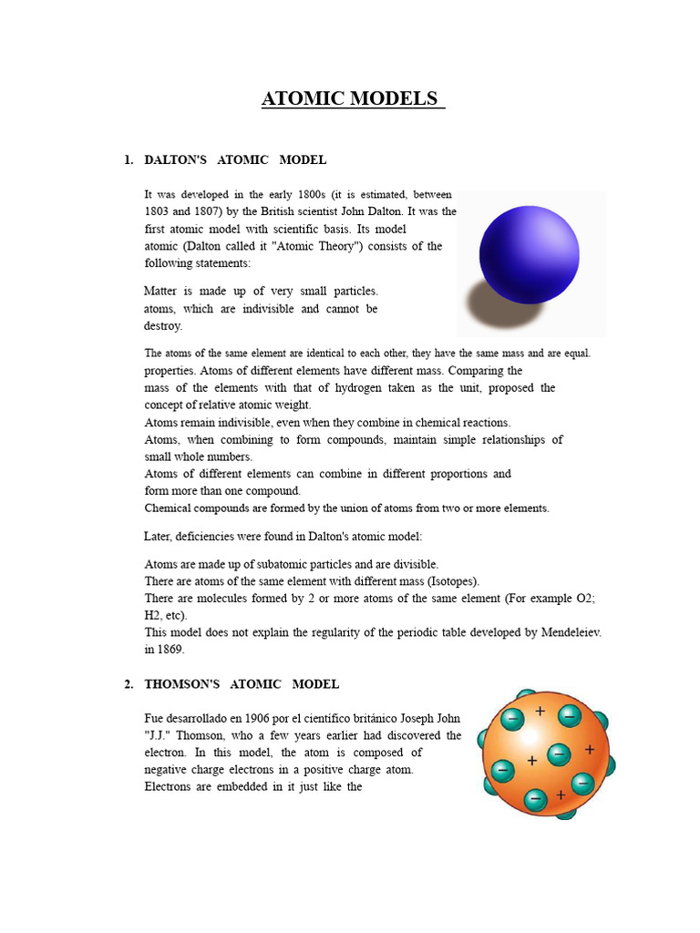 Overview of Historical Atomic Models | PDF | Atomic Orbital | Atoms