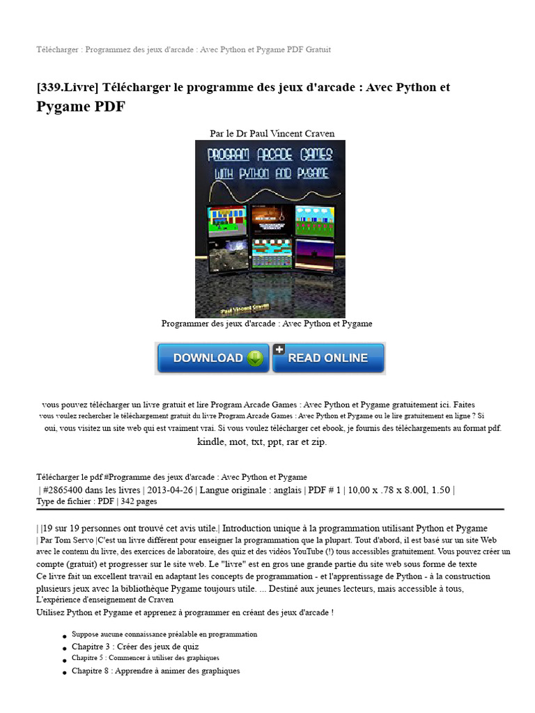 Télécharger Programmez des jeux d'arcade PDF | PDF | Informatique