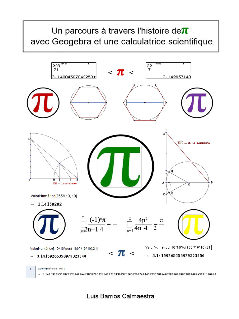 Histoire de π avec Geogebra et calculatrice | PDF | Pi | Mathématiques