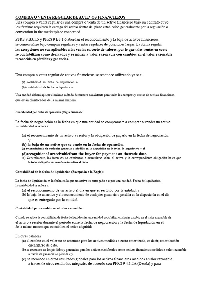 H.10 Compra o Venta Regular de Activos Financieros | PDF | Contabilidad ...
