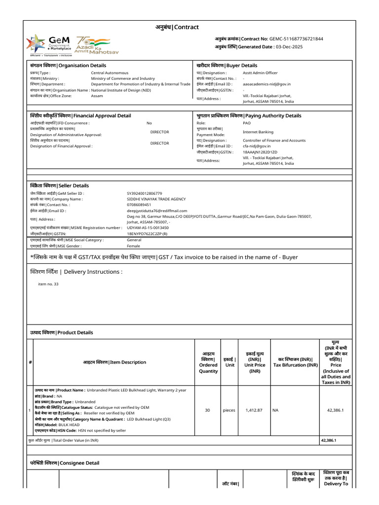 Contract for LED Bulkhead Light Purchase | PDF | Invoice