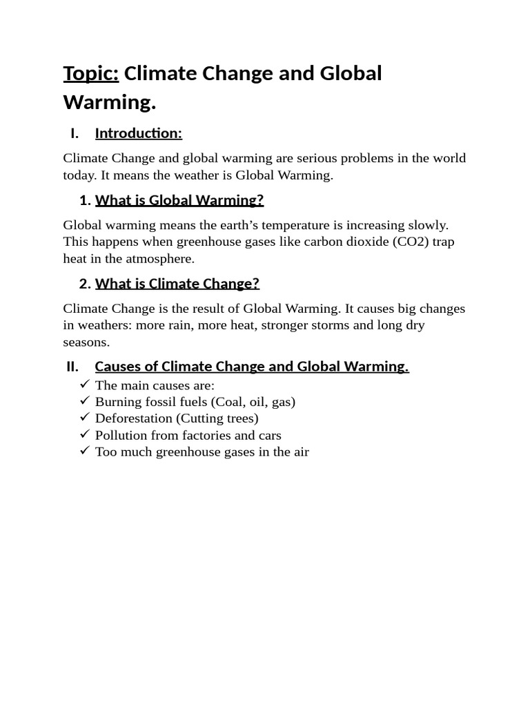 Climate Change and Global Warming Guide | PDF