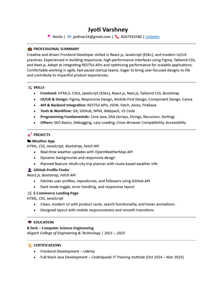 Jyoti Varshney Resume | PDF