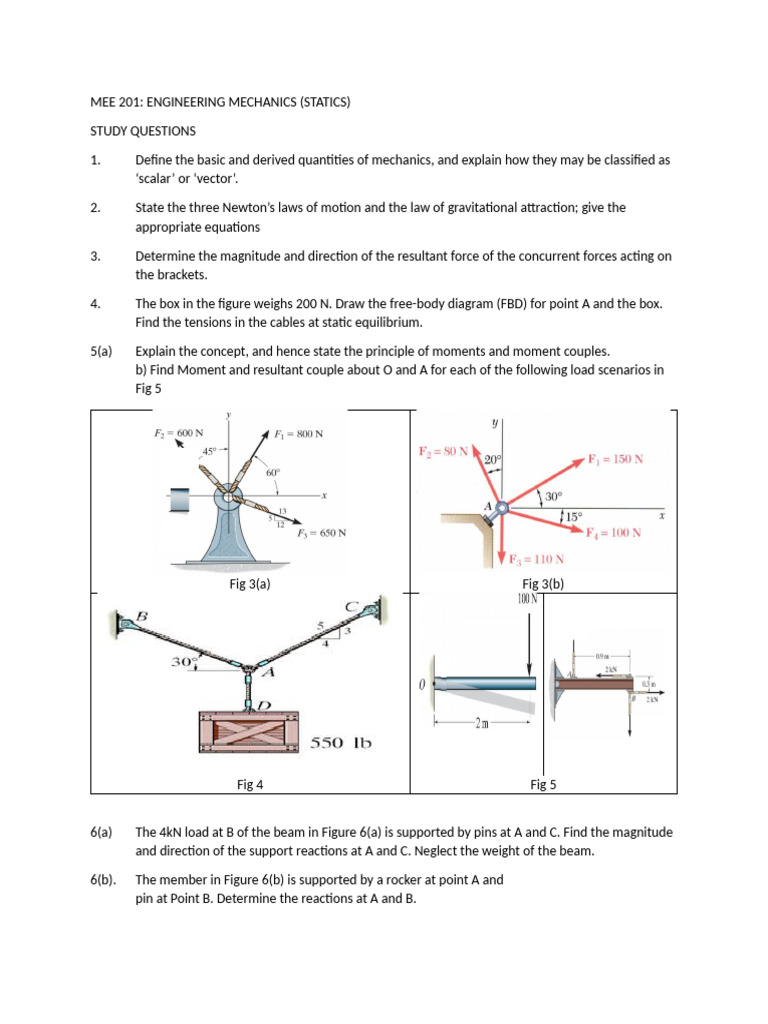 Engineering Mechanics Statics Study Guide | PDF | Force | Rotation