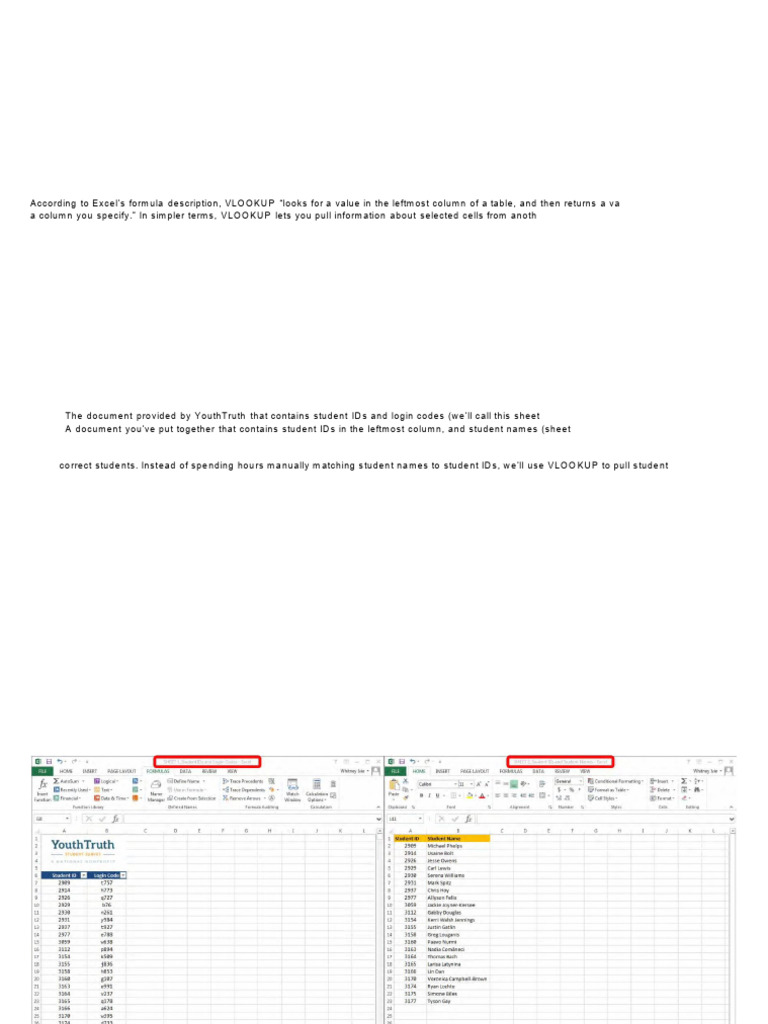 VLOOKUP Guide for Student Data Matching | PDF