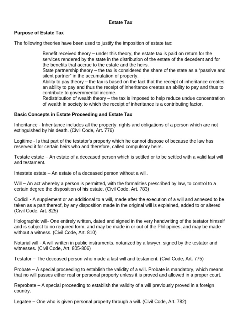 Estate Tax | PDF | Will And Testament | Estate Tax In The United States