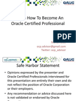 Tips On How To Become An Oracle Certified Professional: Mohan Dutt Twitter: Ocp - Advisor