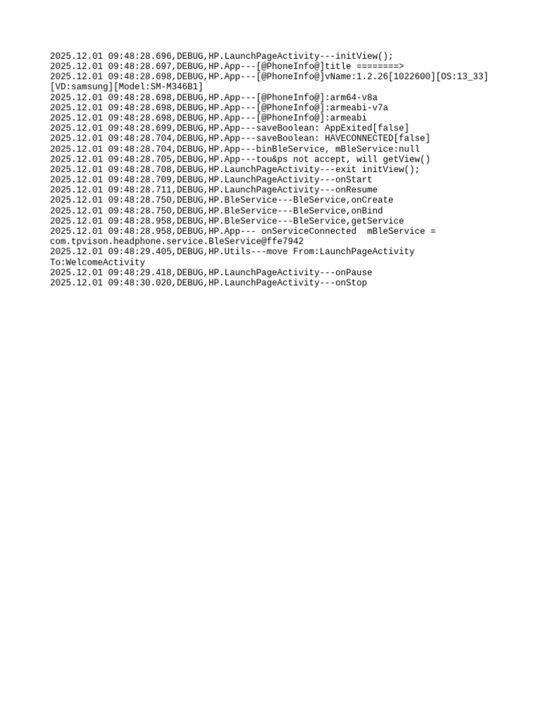App Launch Debug Log Analysis | PDF