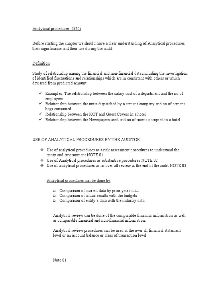 Analytical Procedures(520) | Audit | Risk Assessment