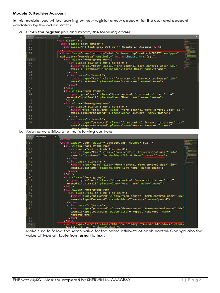 PHP MySQL User Registration Guide | PDF