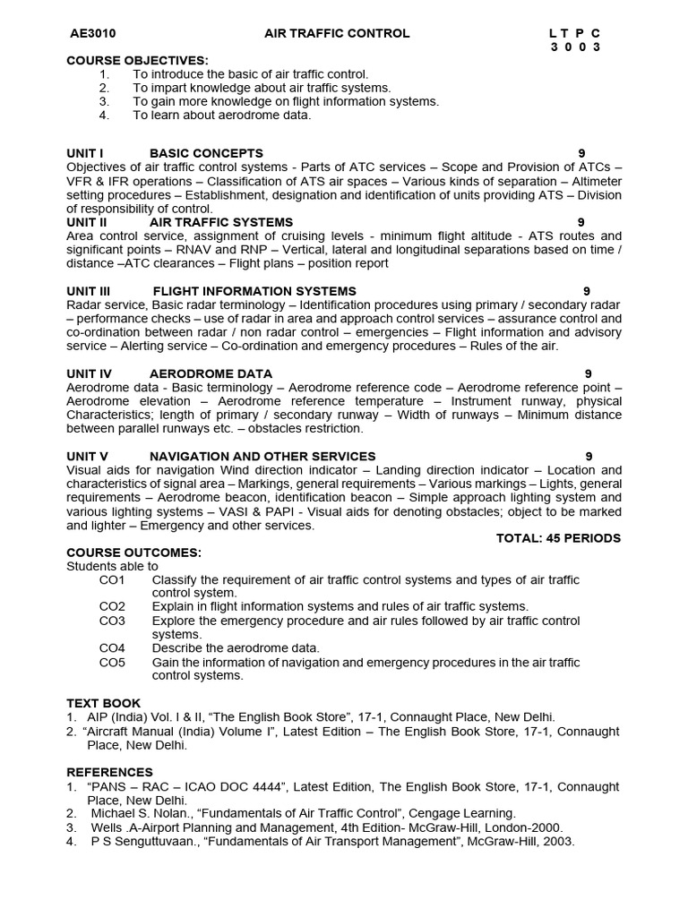 Ae3010 Air Traffic Control | PDF | Instrument Flight Rules | Aviation