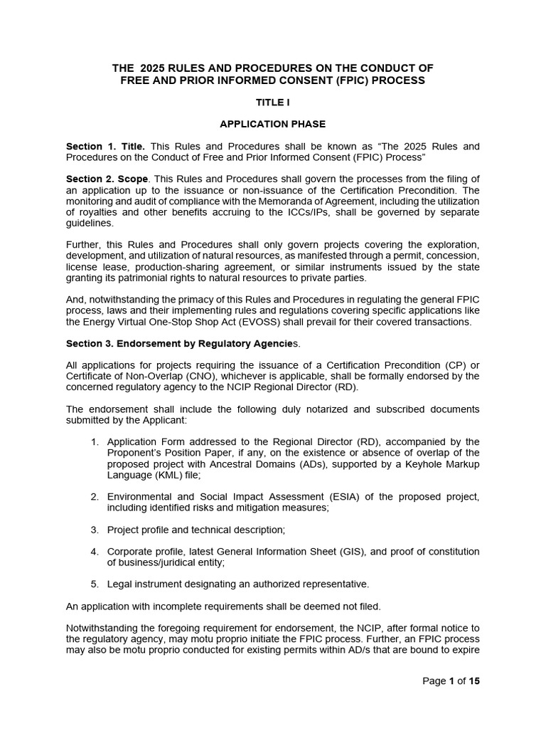 2025 FPIC Process Rules and Procedures | PDF | Non Governmental ...