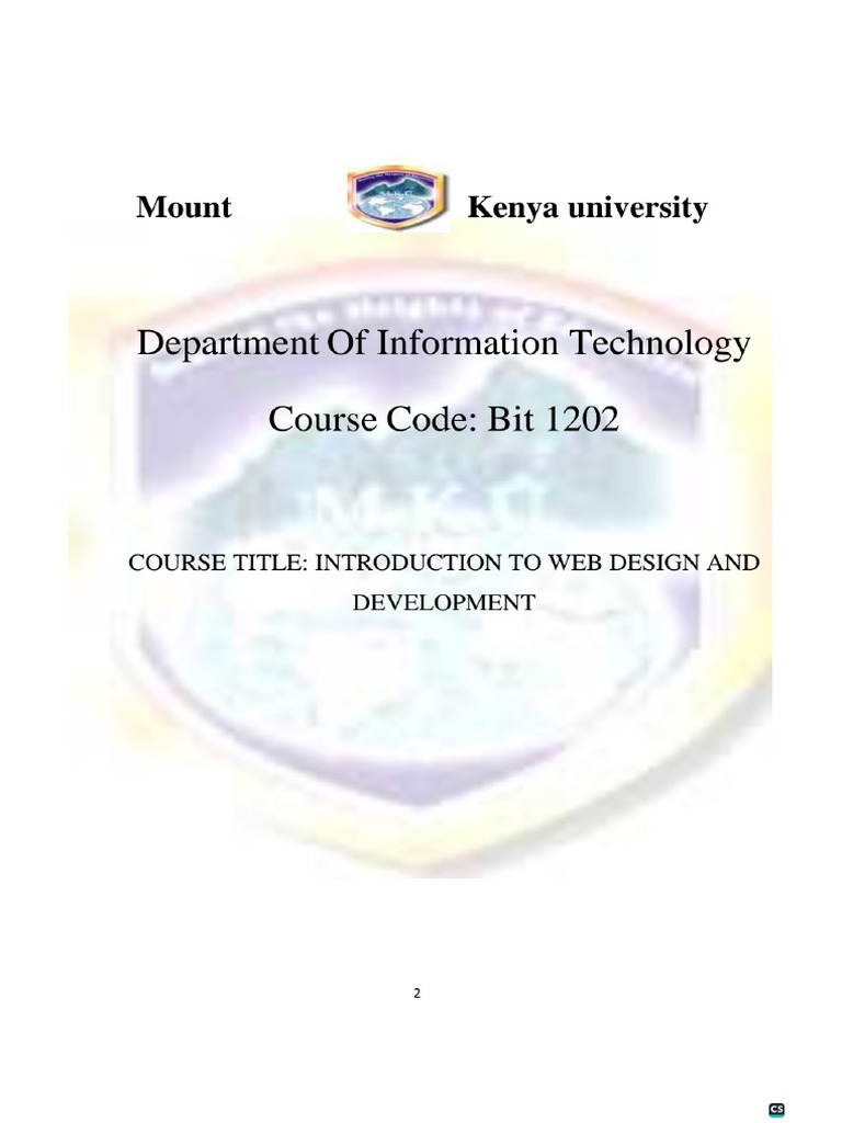 Bit 1202 Introduction to Web Design and Development Module | PDF