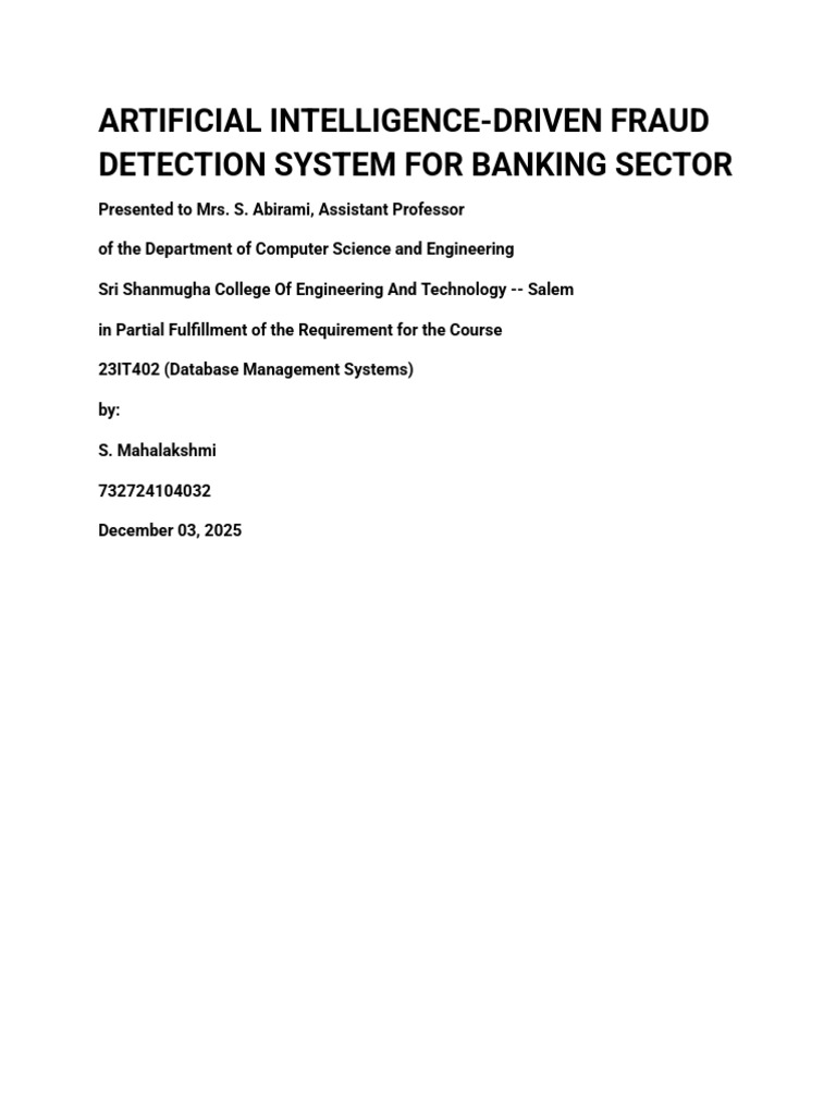 AI Fraud Detection System for Banking | PDF | Databases | Database ...