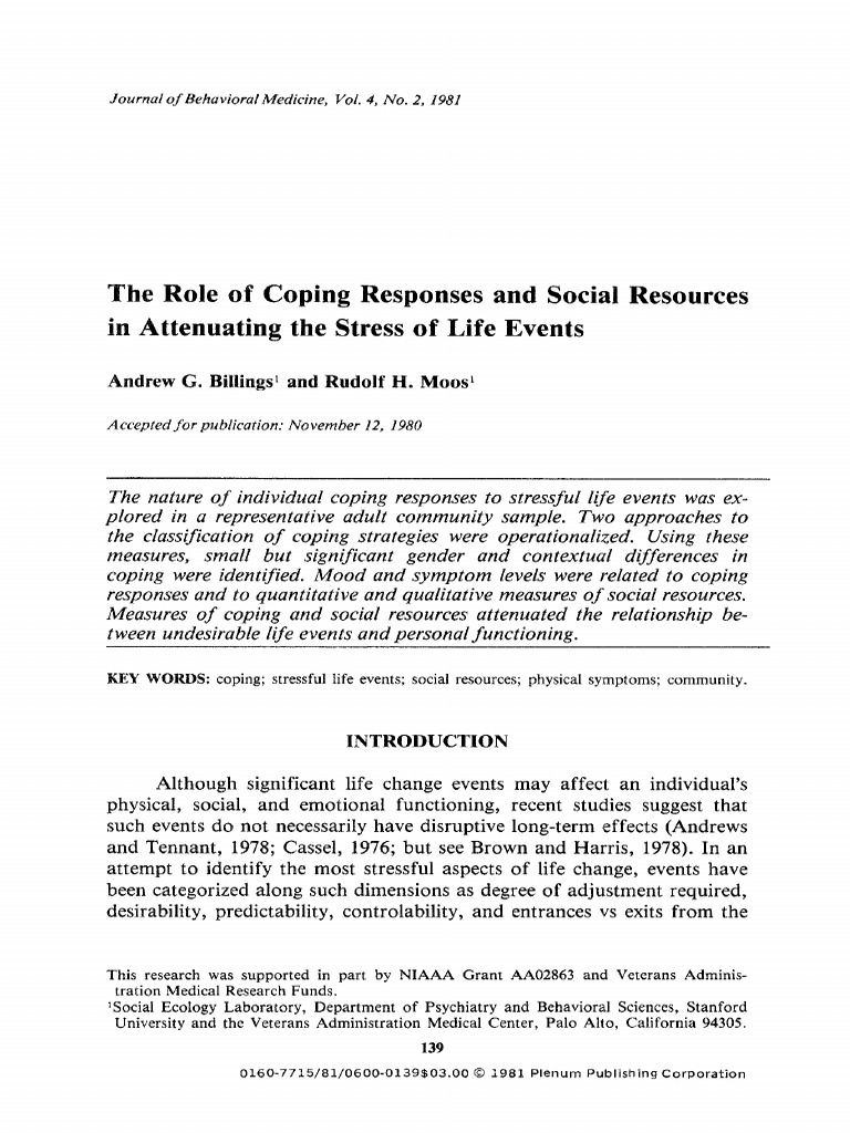 Coping Strategies for Stressful Events | PDF | Stress (Biology ...
