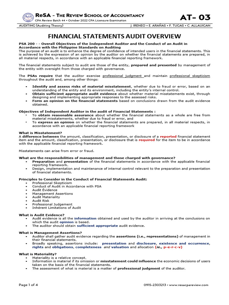 At-03 (FS Audit Overview).PDF | PDF | Audit | Internal Control
