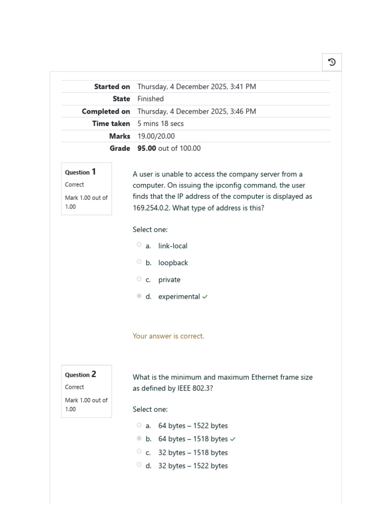 Networking Quiz Results and Analysis | PDF | Computer Network | I Pv6