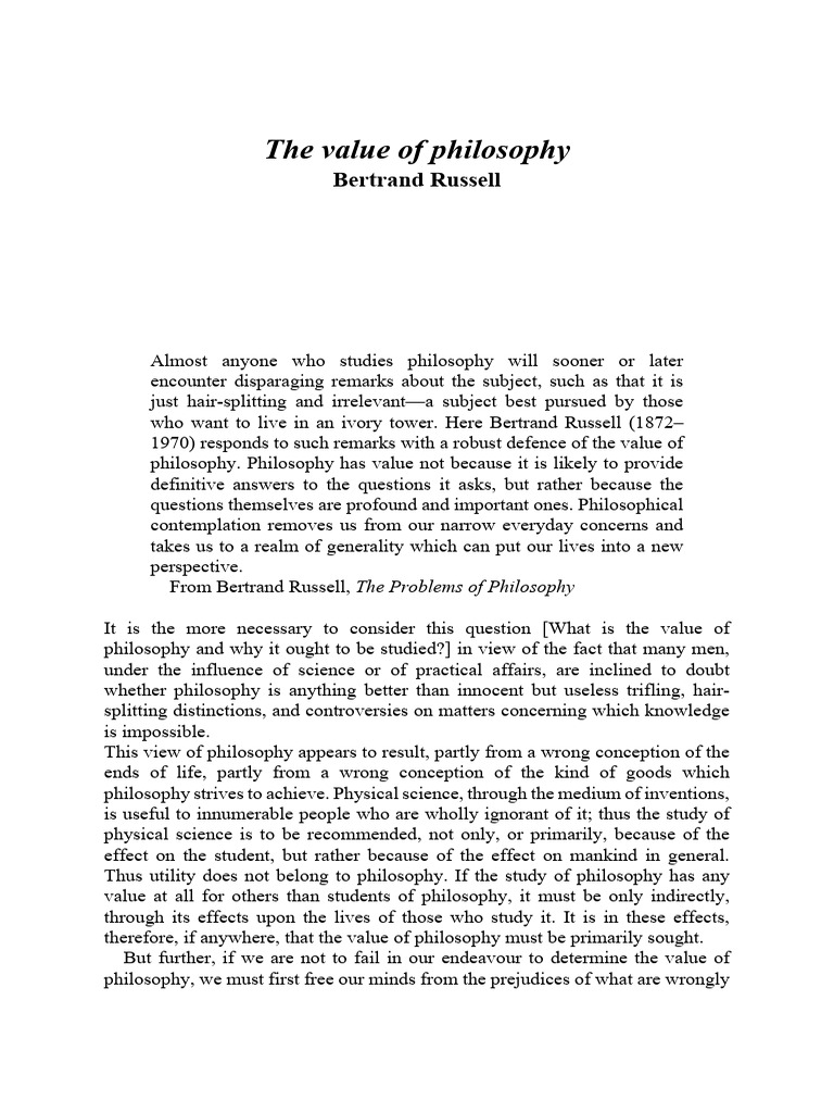 The Importance of Studying Philosophy | PDF | Knowledge | Truth
