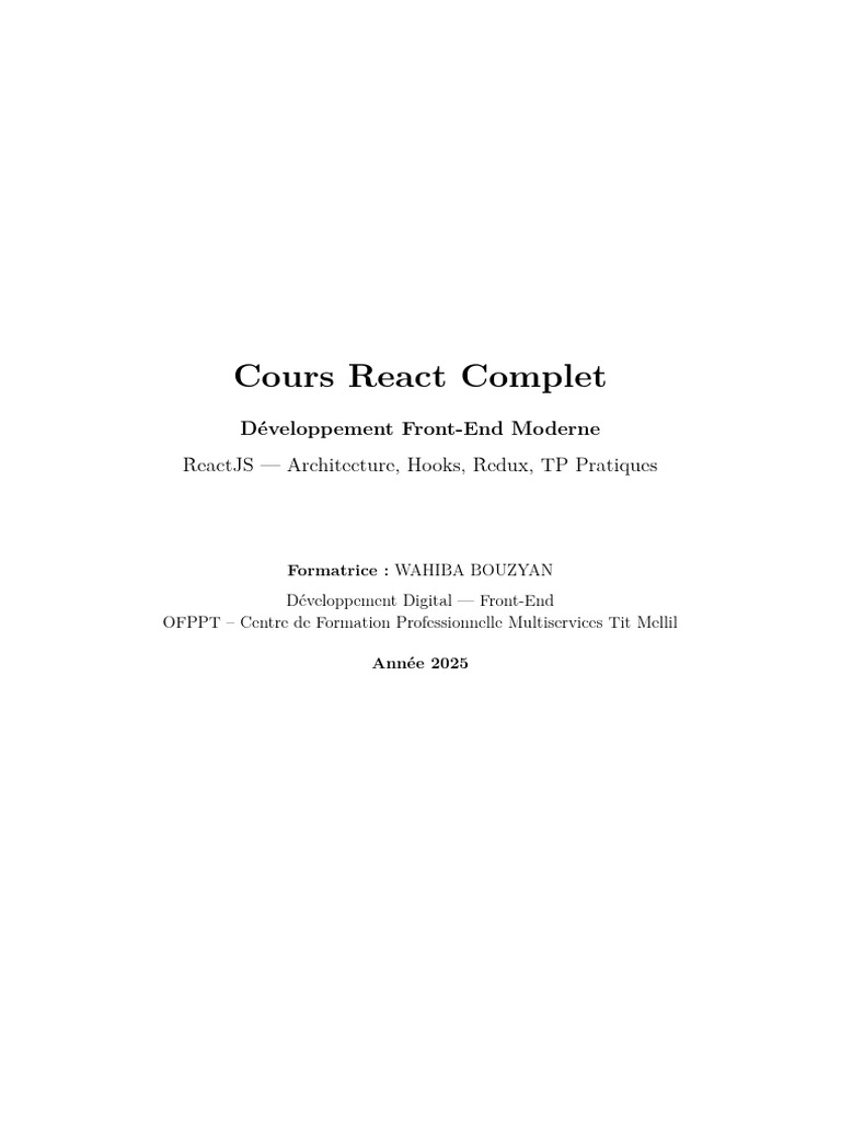 Cours Complet sur ReactJS 2025 | PDF | JavaScript | Modèle d'objet de ...