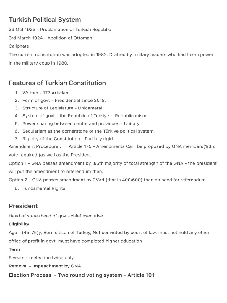 Overview of Turkish Political System | PDF | Constitution | Elections