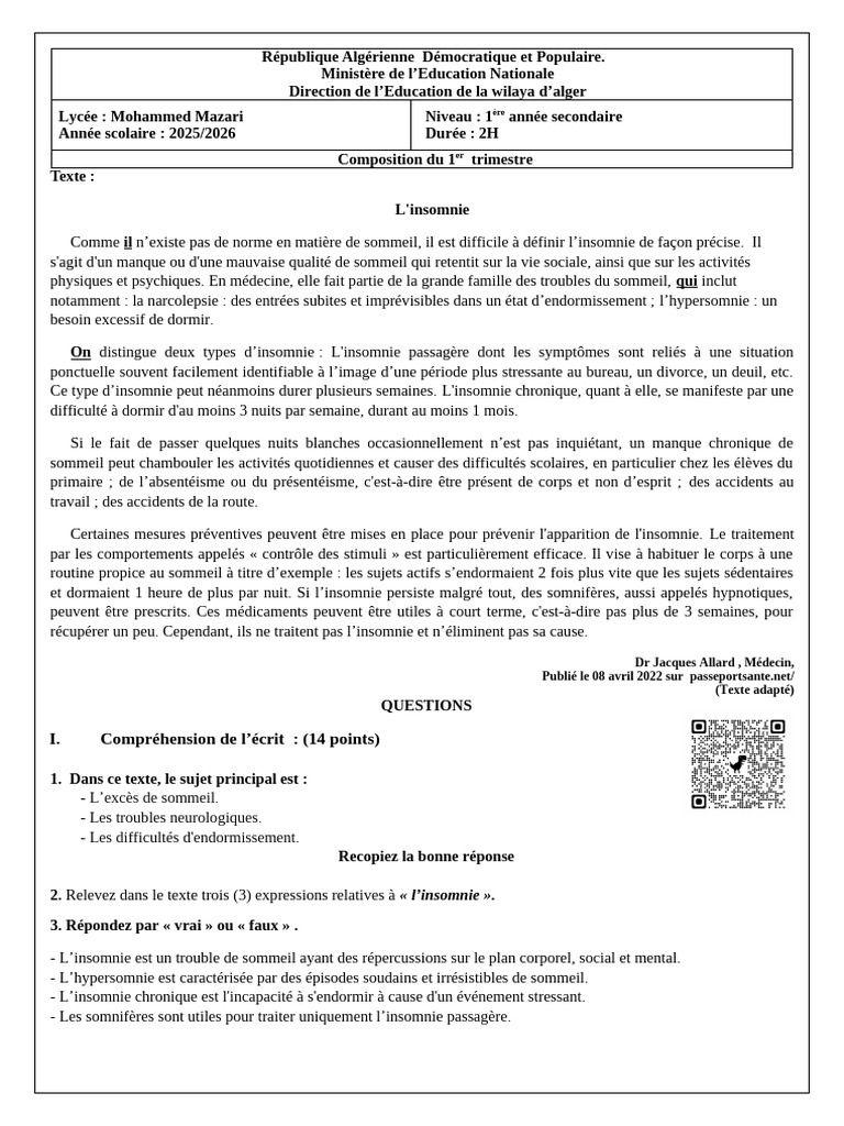 Comprendre l'insomnie et ses impacts | PDF | Insomnie | Grippe