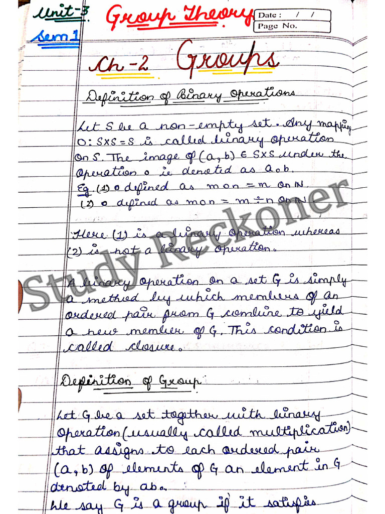 Group Theory Sem 1 | PDF