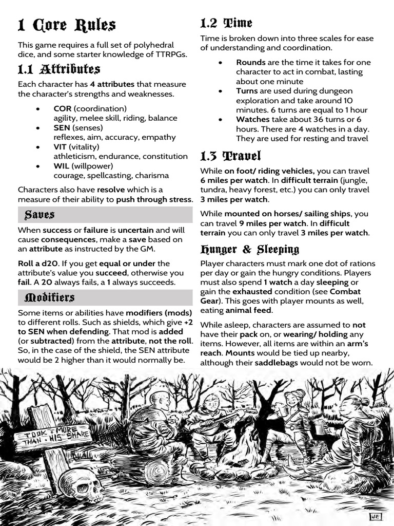 TTRPG Character Attributes and Mechanics | PDF | Dice | Role Playing Games