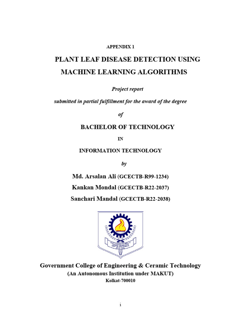 Plant Leaf Disease Detection ML Report | PDF | Deep Learning | Support ...