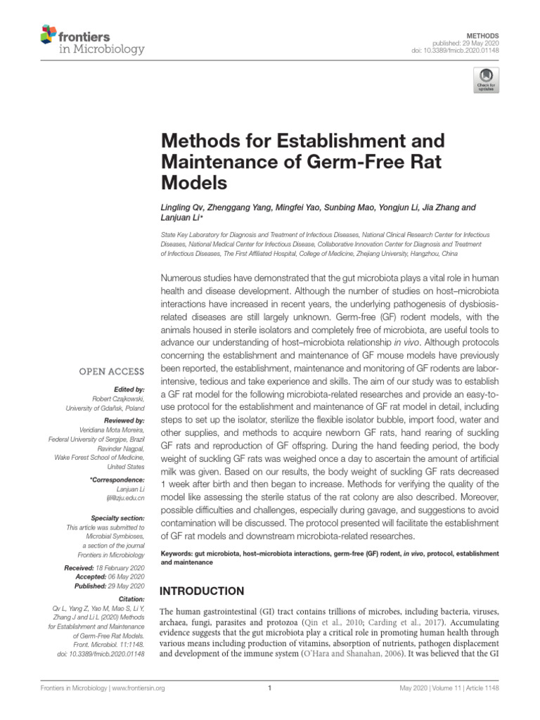 Germ-Free Rat Model Protocols | PDF | Polymerase Chain Reaction ...