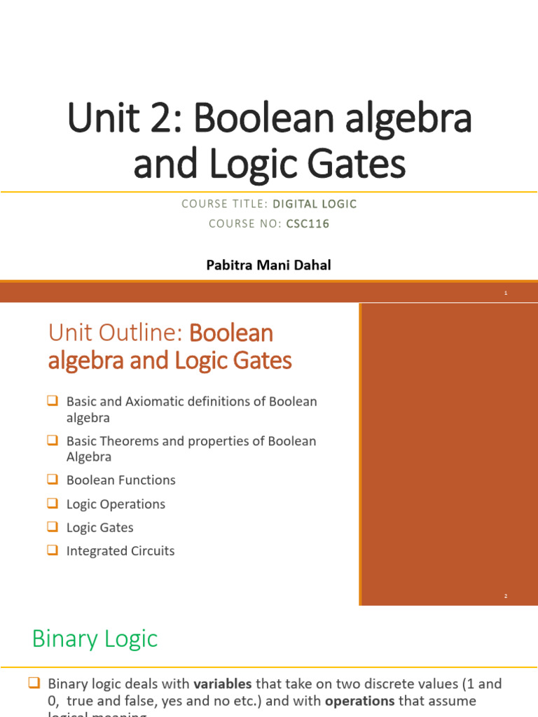 Boolean Algebra and Logic Gates Overview | PDF | Logic Gate ...
