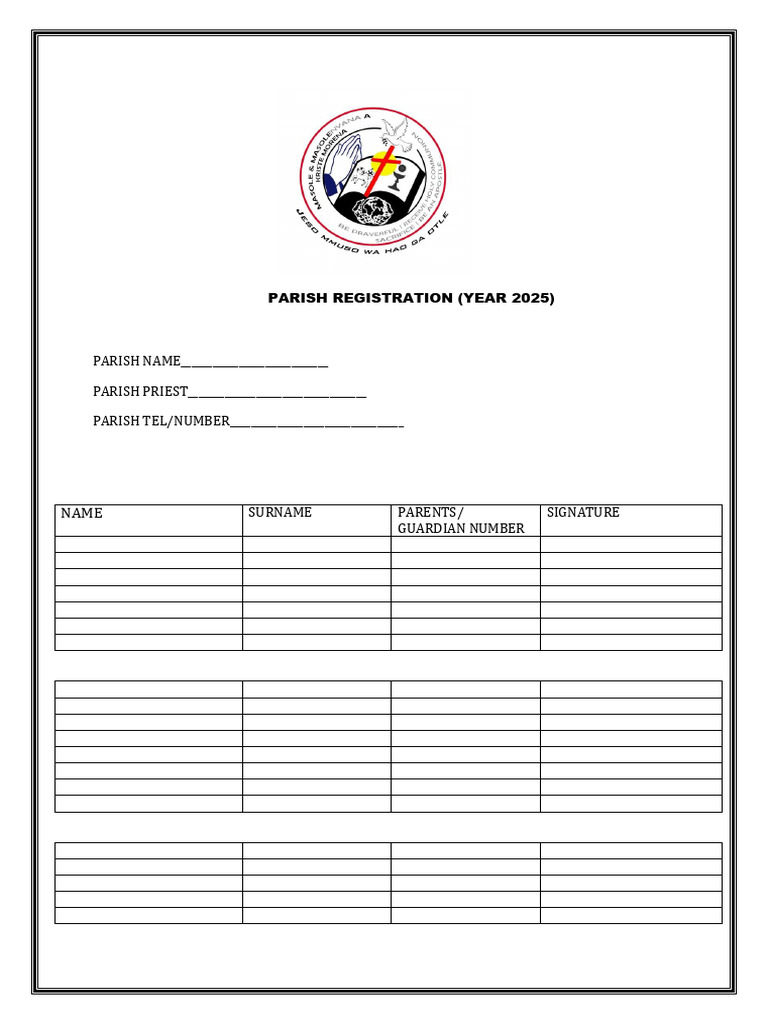 2025 Parish Registration Form | PDF
