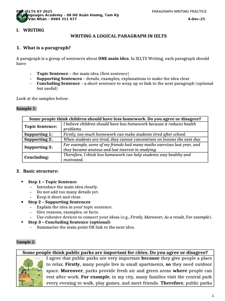 IELTS Paragraph Writing Guide | PDF | English Language | Vocabulary