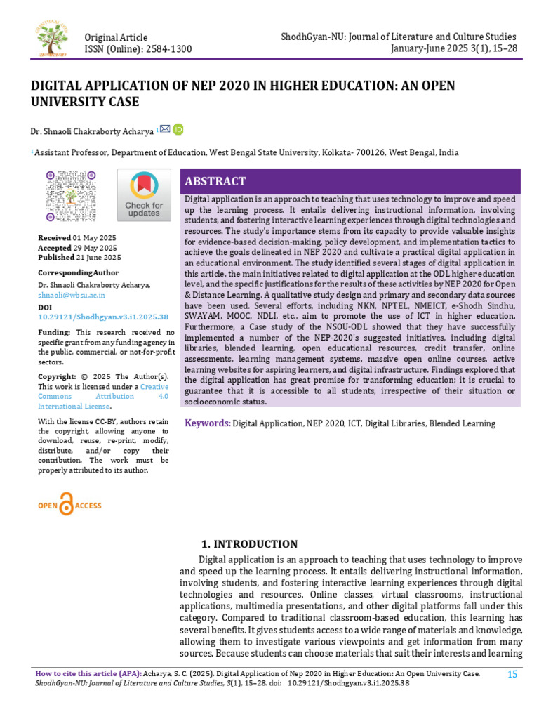 NEP 2020 Digital Applications in Education | PDF | Educational ...