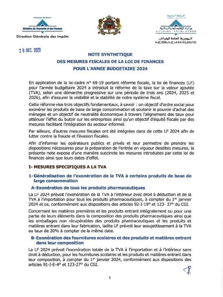 Note Synthétique LDF 2024 | PDF