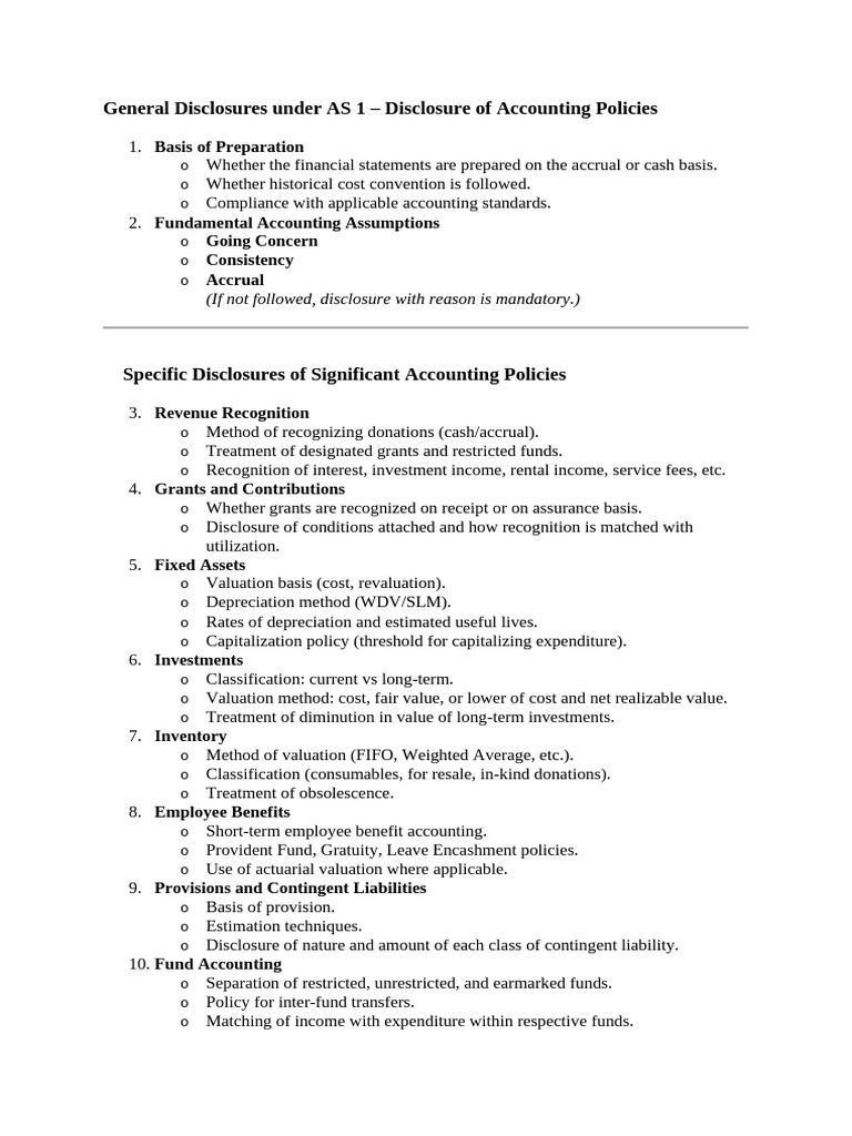 AS 1 Accounting Policy Disclosures Guide | PDF | Valuation (Finance ...