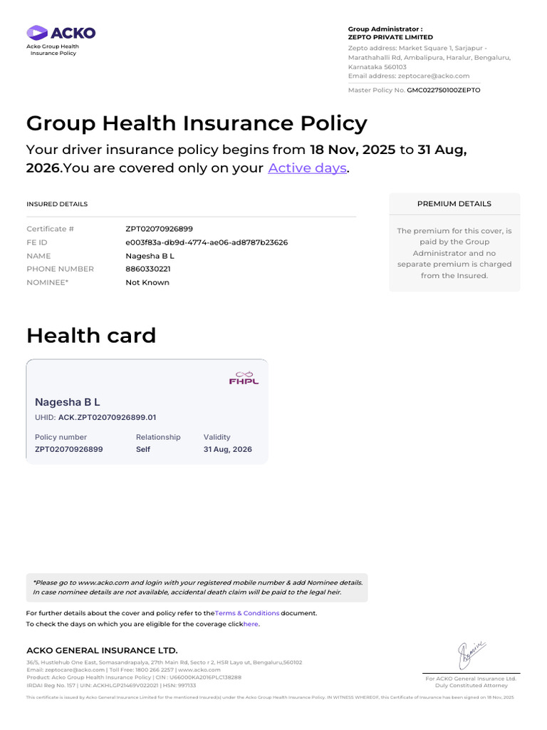 AckoPolicy 8gD QLaGy n58pk CWSS6Q 1 | PDF | Public Services | Social ...