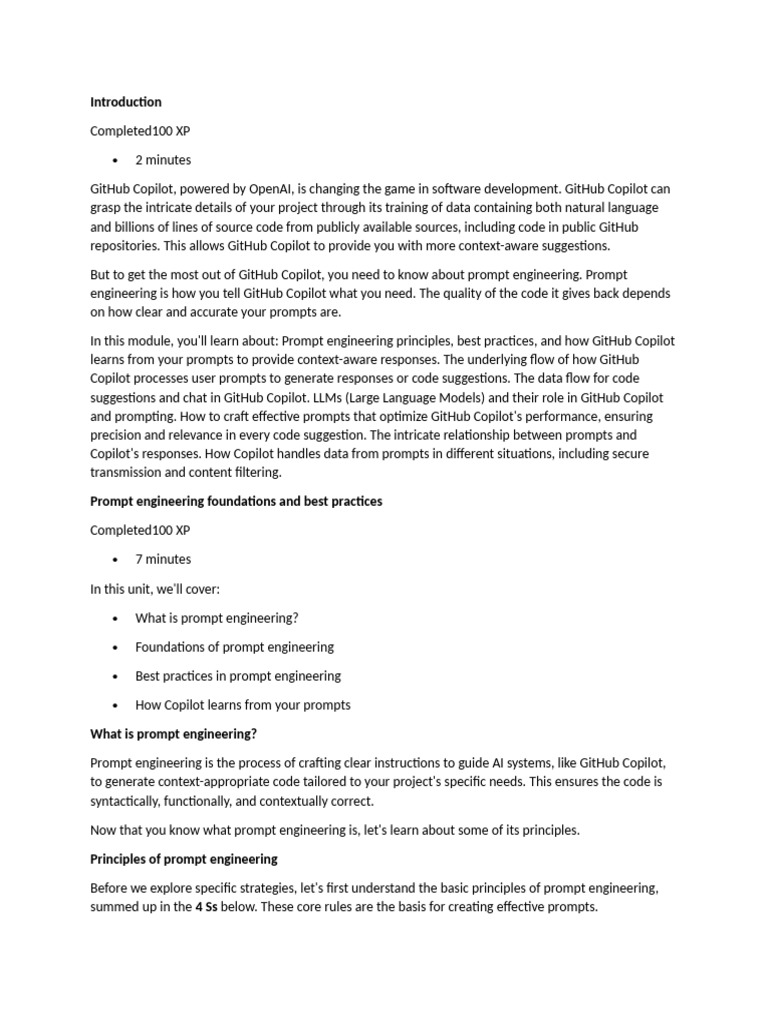 Introduction Prompt Engineering With Github Copilot | PDF | Artificial ...