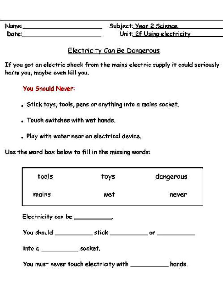 Electricity Worksheet P2 | PDF