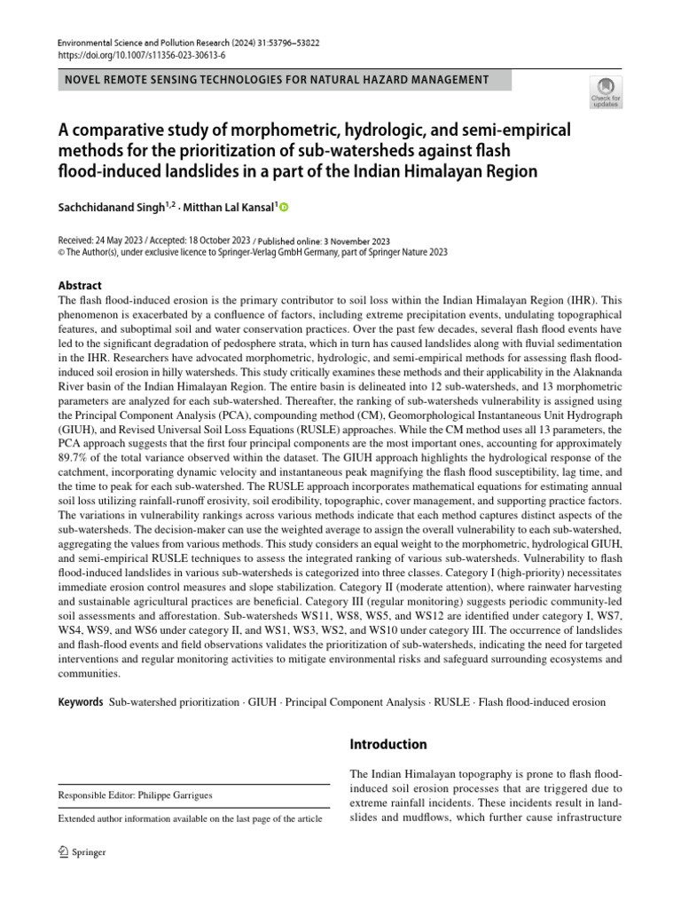 A Comparative Study of Morphometric Hydrologic and Semiempirical ...